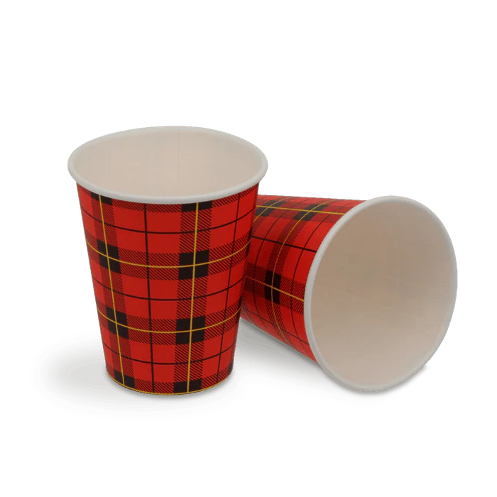 Koffiebekers Karton - 7,5 OZ Schotse ruit (180cc) - Afbeelding 2